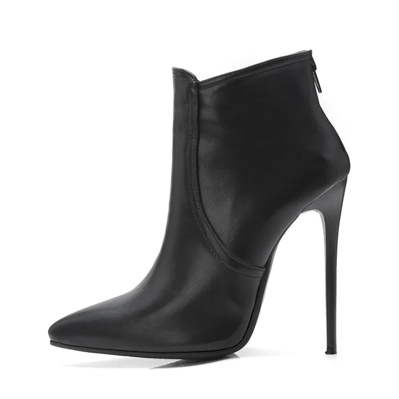Black Women's high-heeled Ankle Boots Spring Autumn Fashion Point Toe Ladies Shoes Sexy Nightclub Short Boot Grey Large Size 45