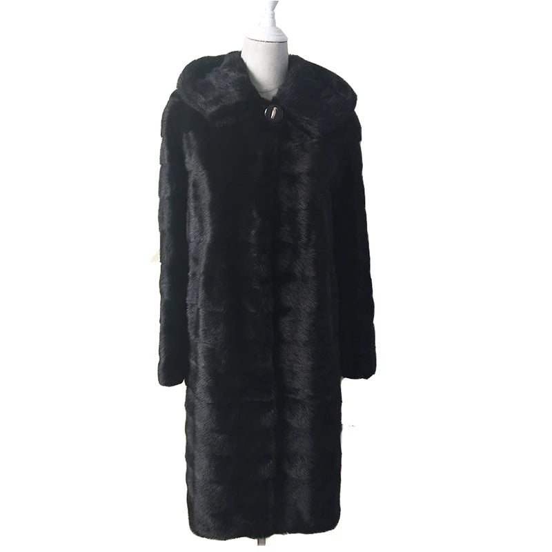 Real Fur Coat Winter Hats Of Mink Fur Coat Women's New Long Coats Winter Warm Natural Mink Fur Jacket Genuine Leather Coats