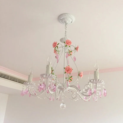 Pink Rose Wedding Chandelier Lighting Restaurant Chandeliers Crystal Lamp Ceiling Bedroom Chandelier Modern Lustre Crystal Light