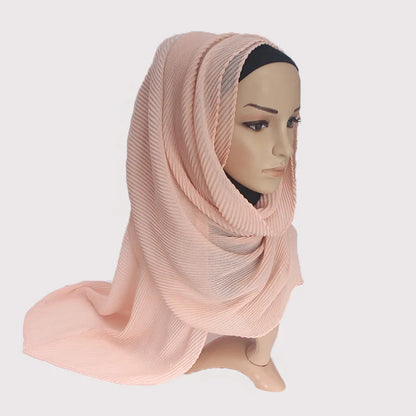 2022 Women Plain Cotton Scarf Head Hijab Wrap Solid Full Cover-up Shawls Foulard Femme Headband Crinkle Muslim Hijabs Store