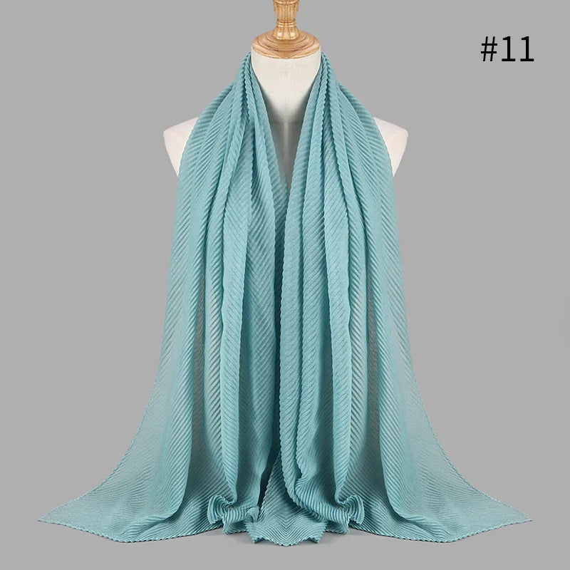 2022 Women Plain Cotton Scarf Head Hijab Wrap Solid Full Cover-up Shawls Foulard Femme Headband Crinkle Muslim Hijabs Store