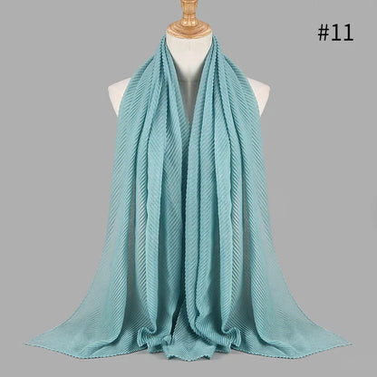 2022 Women Plain Cotton Scarf Head Hijab Wrap Solid Full Cover-up Shawls Foulard Femme Headband Crinkle Muslim Hijabs Store
