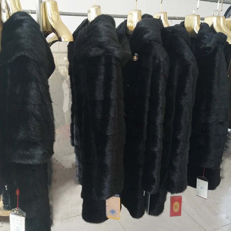 Real Fur Coat Winter Hats Of Mink Fur Coat Women's New Long Coats Winter Warm Natural Mink Fur Jacket Genuine Leather Coats