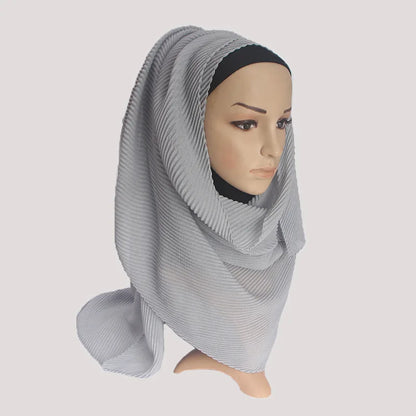 2022 Women Plain Cotton Scarf Head Hijab Wrap Solid Full Cover-up Shawls Foulard Femme Headband Crinkle Muslim Hijabs Store