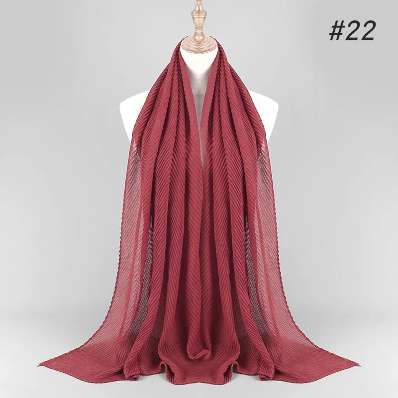 2022 Women Plain Cotton Scarf Head Hijab Wrap Solid Full Cover-up Shawls Foulard Femme Headband Crinkle Muslim Hijabs Store