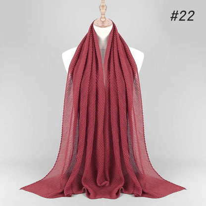2022 Women Plain Cotton Scarf Head Hijab Wrap Solid Full Cover-up Shawls Foulard Femme Headband Crinkle Muslim Hijabs Store