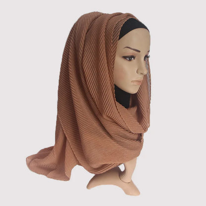 2022 Women Plain Cotton Scarf Head Hijab Wrap Solid Full Cover-up Shawls Foulard Femme Headband Crinkle Muslim Hijabs Store