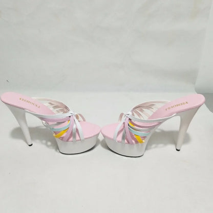 6 inches in summer Round head stilettos, fashionable feet in sexy shoes, 15 cm heel high women's sandals