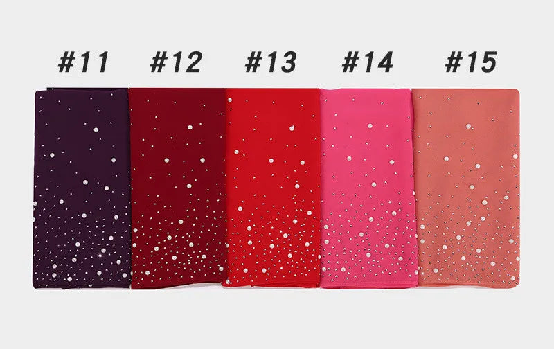2024 hot sale women plain bubble pearl chiffon scarf Head hijab wrap solid shawls headband foulard femme muslim hijabs stores