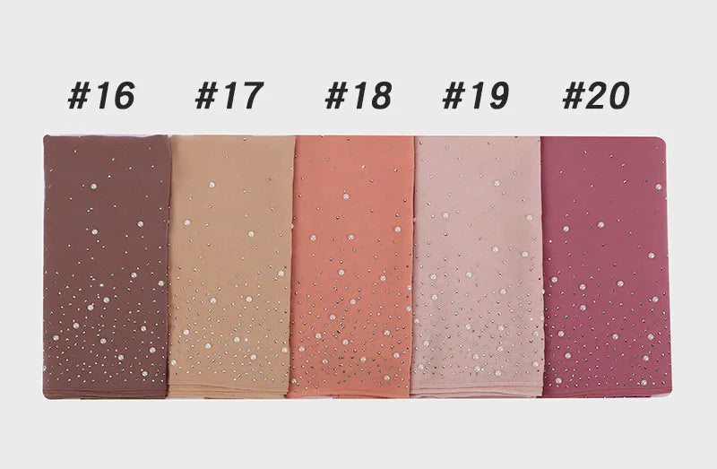 2024 hot sale women plain bubble pearl chiffon scarf Head hijab wrap solid shawls headband foulard femme muslim hijabs stores