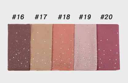 2024 hot sale women plain bubble pearl chiffon scarf Head hijab wrap solid shawls headband foulard femme muslim hijabs stores