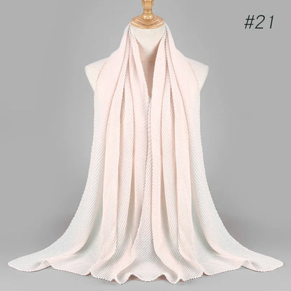 2022 Women Plain Cotton Scarf Head Hijab Wrap Solid Full Cover-up Shawls Foulard Femme Headband Crinkle Muslim Hijabs Store