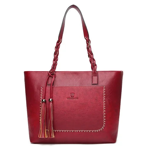 Women Messenger Bags Leather Daily Luxury Tassel Leather Handbags Female Designer Bag Vintage Big Tote Shoulder Bag High Quality
