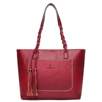 Women Messenger Bags Leather Daily Luxury Tassel Leather Handbags Female Designer Bag Vintage Big Tote Shoulder Bag High Quality