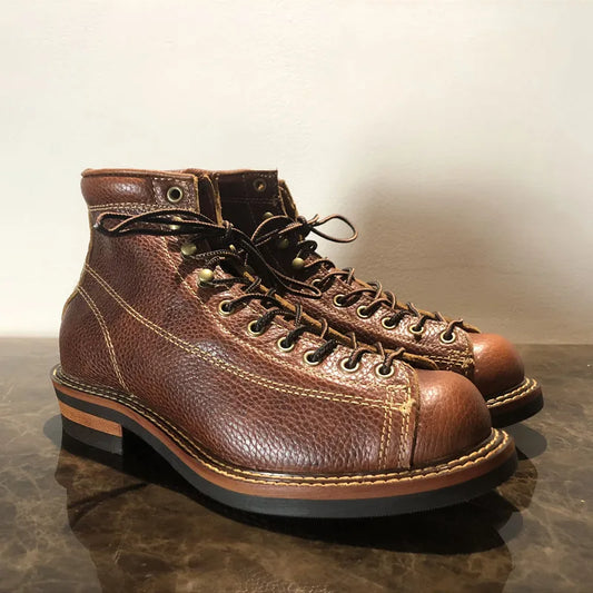 Mens Spring Winter Shoes Round Toe Top Quality Vintage Real Leather Cowhide Ankle Boots Casual Motorcycle Boots Unisex Big Size