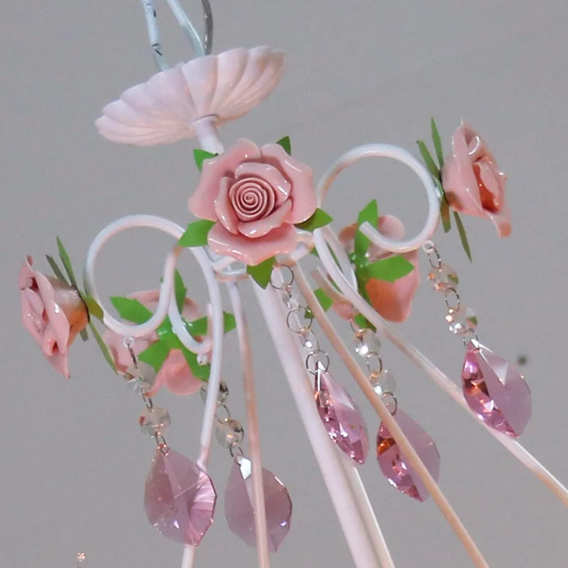 Pink Rose Wedding Chandelier Lighting Restaurant Chandeliers Crystal Lamp Ceiling Bedroom Chandelier Modern Lustre Crystal Light
