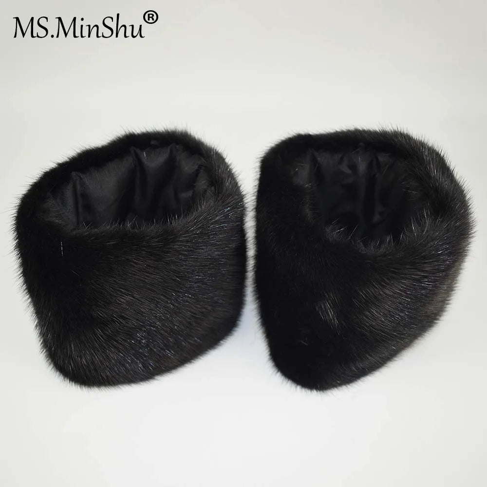 Ms.MinShu-Mink Fur Cuffs for Women, 100% Natural Mink Fur Sleeves, Unisex Jacket Luxury Fur Cuffs, Fluffy Fur Cuffs