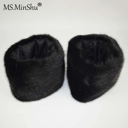 Ms.MinShu-Mink Fur Cuffs for Women, 100% Natural Mink Fur Sleeves, Unisex Jacket Luxury Fur Cuffs, Fluffy Fur Cuffs
