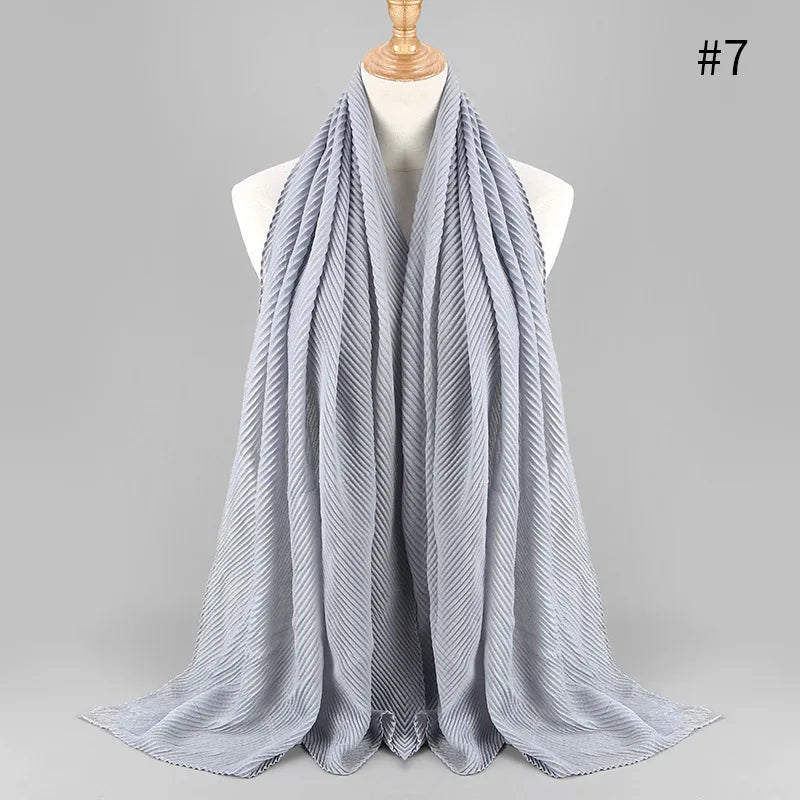 2022 Women Plain Cotton Scarf Head Hijab Wrap Solid Full Cover-up Shawls Foulard Femme Headband Crinkle Muslim Hijabs Store