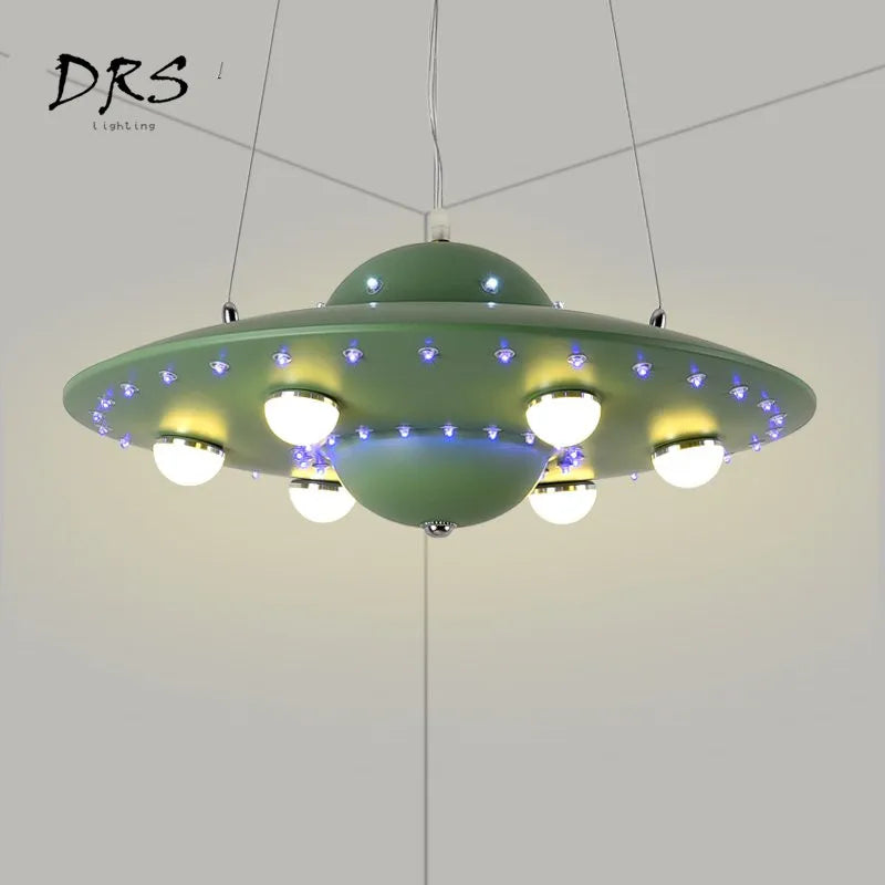 Colorful UFO Flying Saucers Chandelier Nordic Creative Boys Girls Kids Rooms Hanglamp Lights Bedrooms Mak Long Restaurant Lustre
