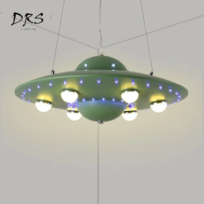 Colorful UFO Flying Saucers Chandelier Nordic Creative Boys Girls Kids Rooms Hanglamp Lights Bedrooms Mak Long Restaurant Lustre