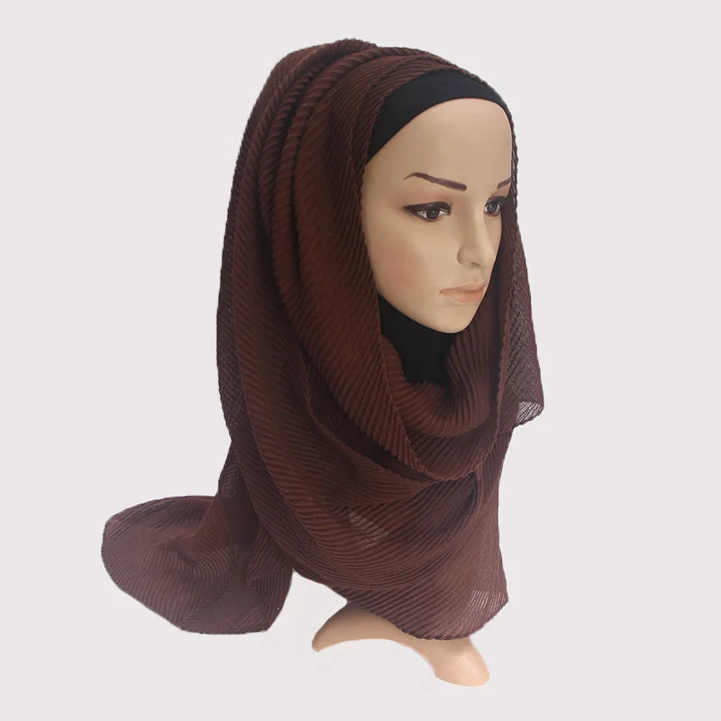 2022 Women Plain Cotton Scarf Head Hijab Wrap Solid Full Cover-up Shawls Foulard Femme Headband Crinkle Muslim Hijabs Store
