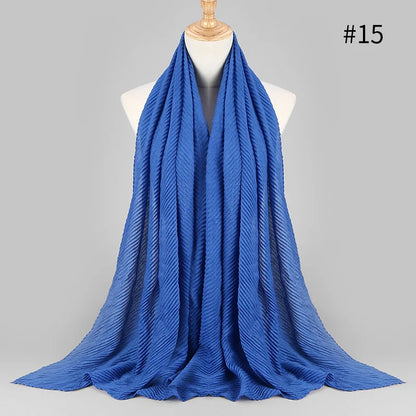 2022 Women Plain Cotton Scarf Head Hijab Wrap Solid Full Cover-up Shawls Foulard Femme Headband Crinkle Muslim Hijabs Store