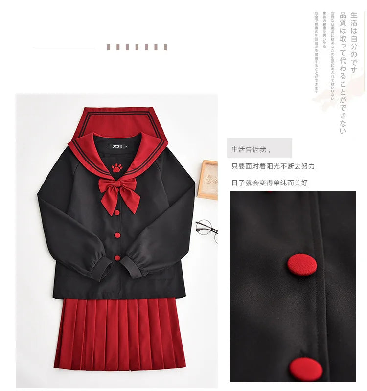 Anime Japanese Style JK Uniform Soft Girl Sailor Suit College Girl Student School Uniform Cosplay Costumes Cute Bear Claw