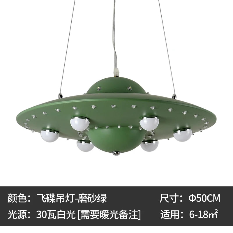 Colorful UFO Flying Saucers Chandelier Nordic Creative Boys Girls Kids Rooms Hanglamp Lights Bedrooms Mak Long Restaurant Lustre