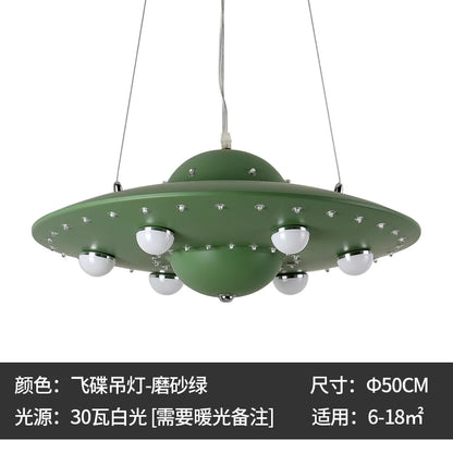Colorful UFO Flying Saucers Chandelier Nordic Creative Boys Girls Kids Rooms Hanglamp Lights Bedrooms Mak Long Restaurant Lustre