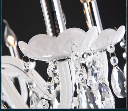 Modern LED 3/6/8/10/12/15/18 Arm Lights White LED Crystal Chandelier Living Room Light Vintage Crystal Chandelier E14 Light