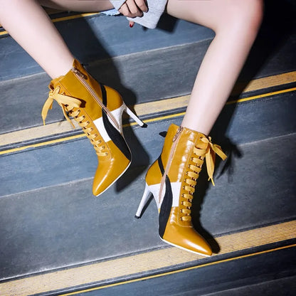 Olomm Handmade Women Winter Ankle Boots Cow Leather Sexy Thin High Heel Boots Pointed Toe Office Women Shoes US Size 3-9.5