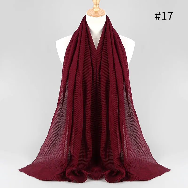 2022 Women Plain Cotton Scarf Head Hijab Wrap Solid Full Cover-up Shawls Foulard Femme Headband Crinkle Muslim Hijabs Store