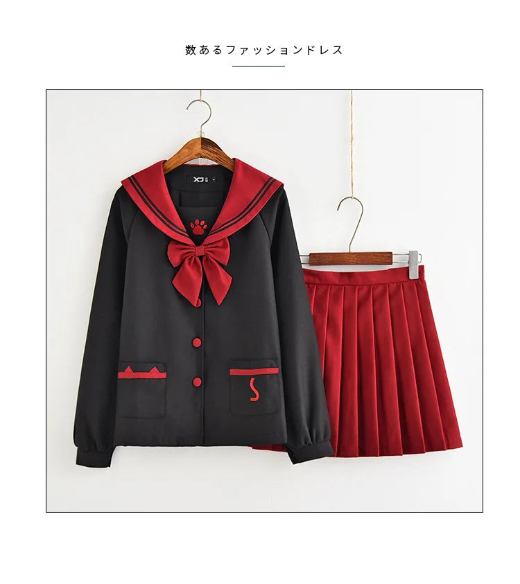 Anime Japanese Style JK Uniform Soft Girl Sailor Suit College Girl Student School Uniform Cosplay Costumes Cute Bear Claw