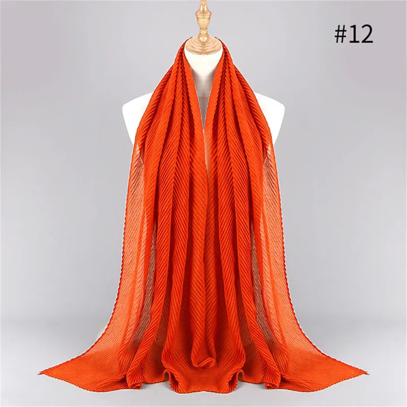 2022 Women Plain Cotton Scarf Head Hijab Wrap Solid Full Cover-up Shawls Foulard Femme Headband Crinkle Muslim Hijabs Store