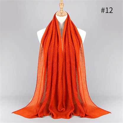 2022 Women Plain Cotton Scarf Head Hijab Wrap Solid Full Cover-up Shawls Foulard Femme Headband Crinkle Muslim Hijabs Store
