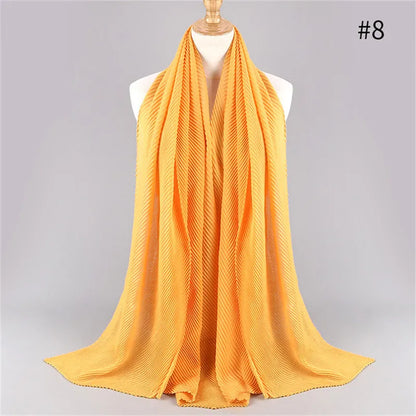 2022 Women Plain Cotton Scarf Head Hijab Wrap Solid Full Cover-up Shawls Foulard Femme Headband Crinkle Muslim Hijabs Store