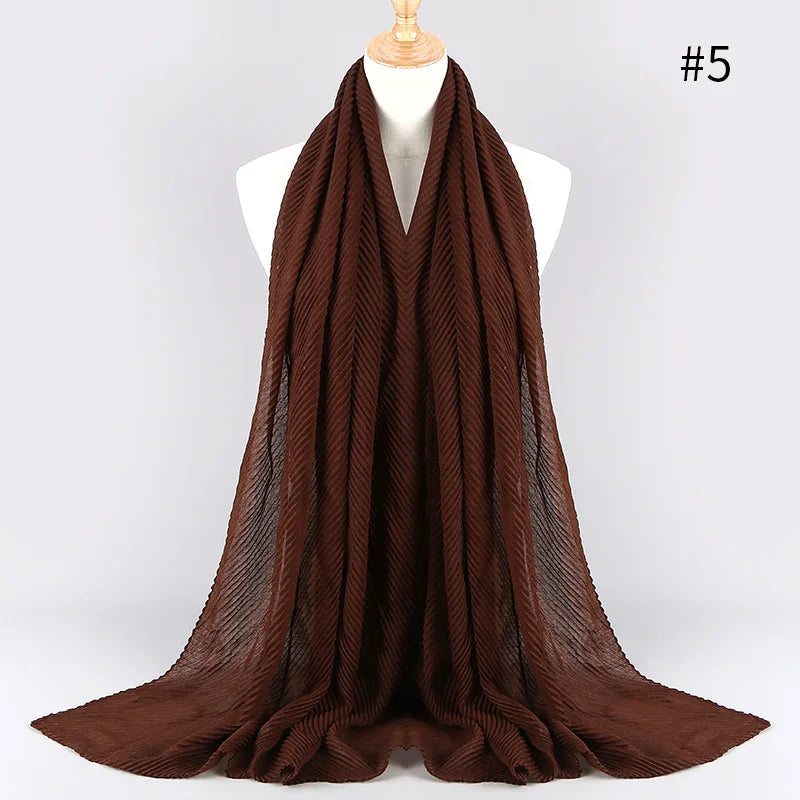 2022 Women Plain Cotton Scarf Head Hijab Wrap Solid Full Cover-up Shawls Foulard Femme Headband Crinkle Muslim Hijabs Store