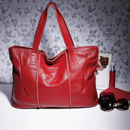 Zency 100% Genuine Leather Handbag Large Capacity Women Shoulder Bag Retro Tote Purse High Quality Hobos Brown Shopping Bags