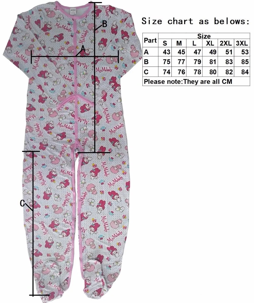 Cotton Teddy Printed Bodysuit with Foot / Adult Onesie with Foot / Adult Baby Romper / ABDL Clothes / Printed Adult Bodysuit