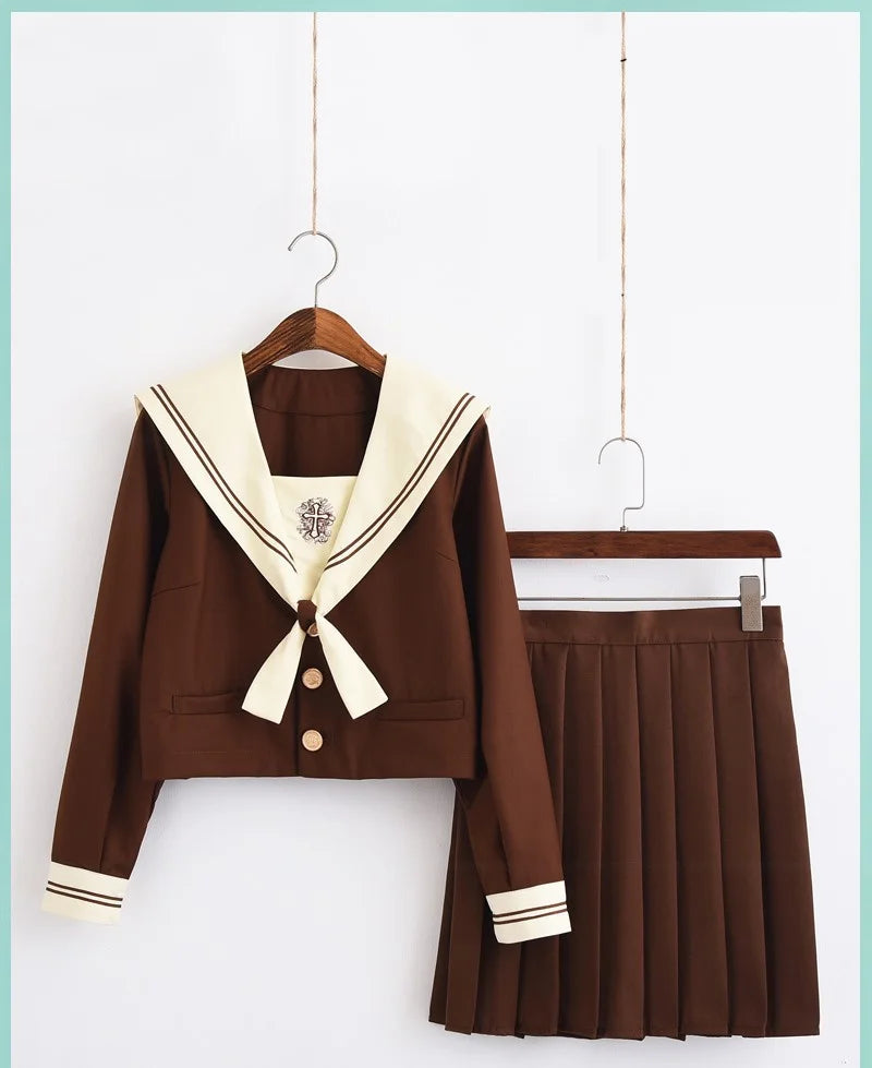 2024 New Japanese School Uniforms Sailor Tops+tie+skirt Navy Style Students Clothes for Girl Plus Size Lala Cheerleader Clothing