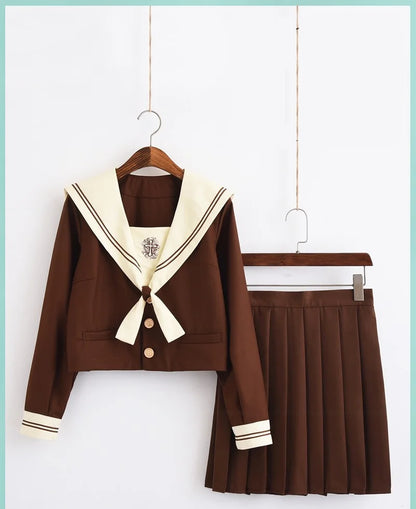 2024 New Japanese School Uniforms Sailor Tops+tie+skirt Navy Style Students Clothes for Girl Plus Size Lala Cheerleader Clothing
