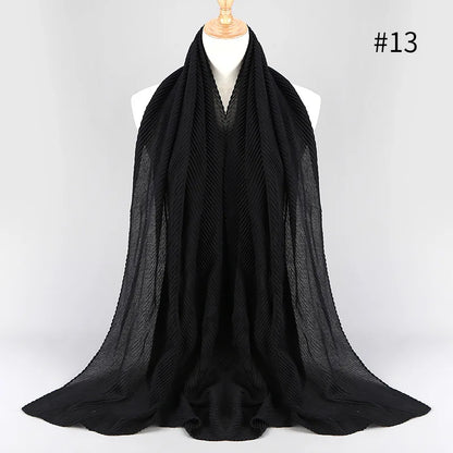 2022 Women Plain Cotton Scarf Head Hijab Wrap Solid Full Cover-up Shawls Foulard Femme Headband Crinkle Muslim Hijabs Store