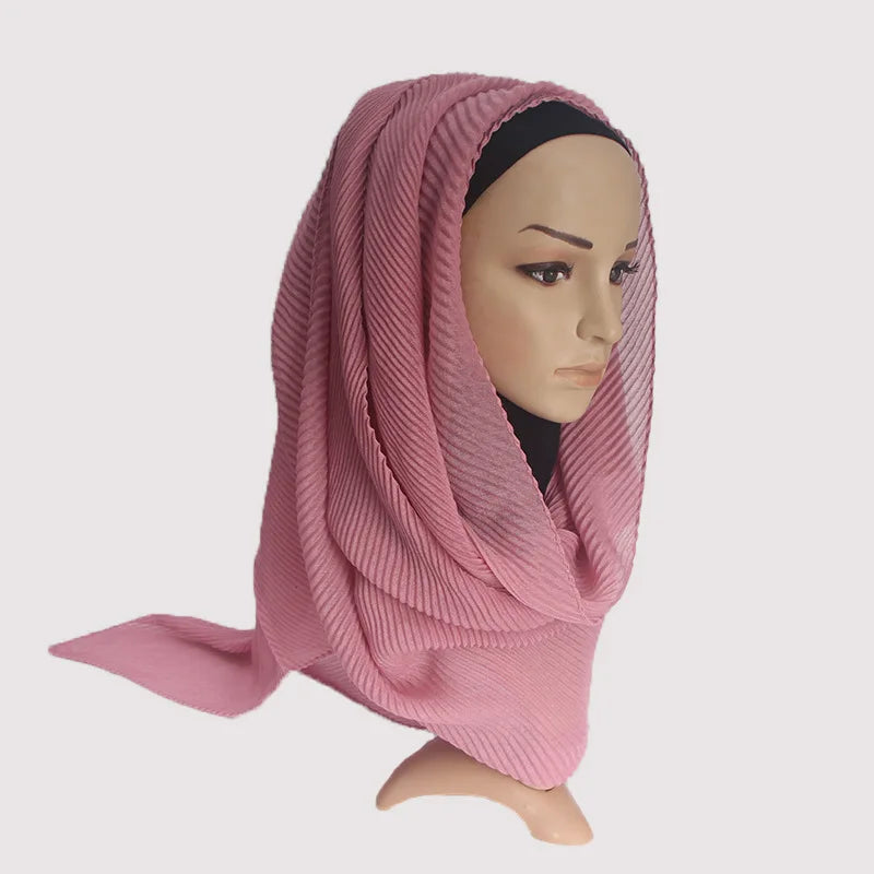 2022 Women Plain Cotton Scarf Head Hijab Wrap Solid Full Cover-up Shawls Foulard Femme Headband Crinkle Muslim Hijabs Store