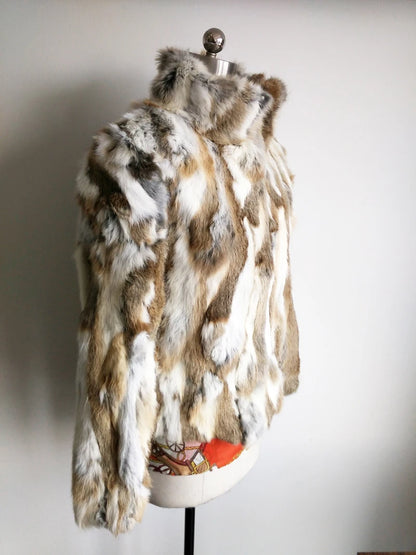 2023 New Women Real Rabbit Fur Mandarin Collar Coat Natural Pure Genuine Whole Skin Fur Jacket Full Pelt Fur Customize WSR61