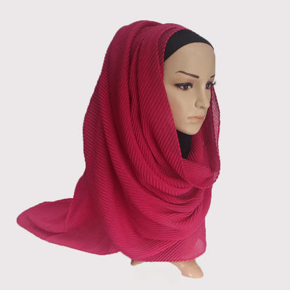 2022 Women Plain Cotton Scarf Head Hijab Wrap Solid Full Cover-up Shawls Foulard Femme Headband Crinkle Muslim Hijabs Store