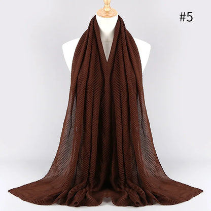 2022 Women Plain Cotton Scarf Head Hijab Wrap Solid Full Cover-up Shawls Foulard Femme Headband Crinkle Muslim Hijabs Store