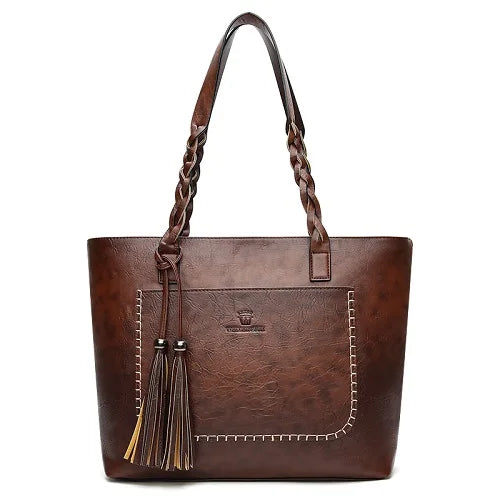 Women Messenger Bags Leather Daily Luxury Tassel Leather Handbags Female Designer Bag Vintage Big Tote Shoulder Bag High Quality
