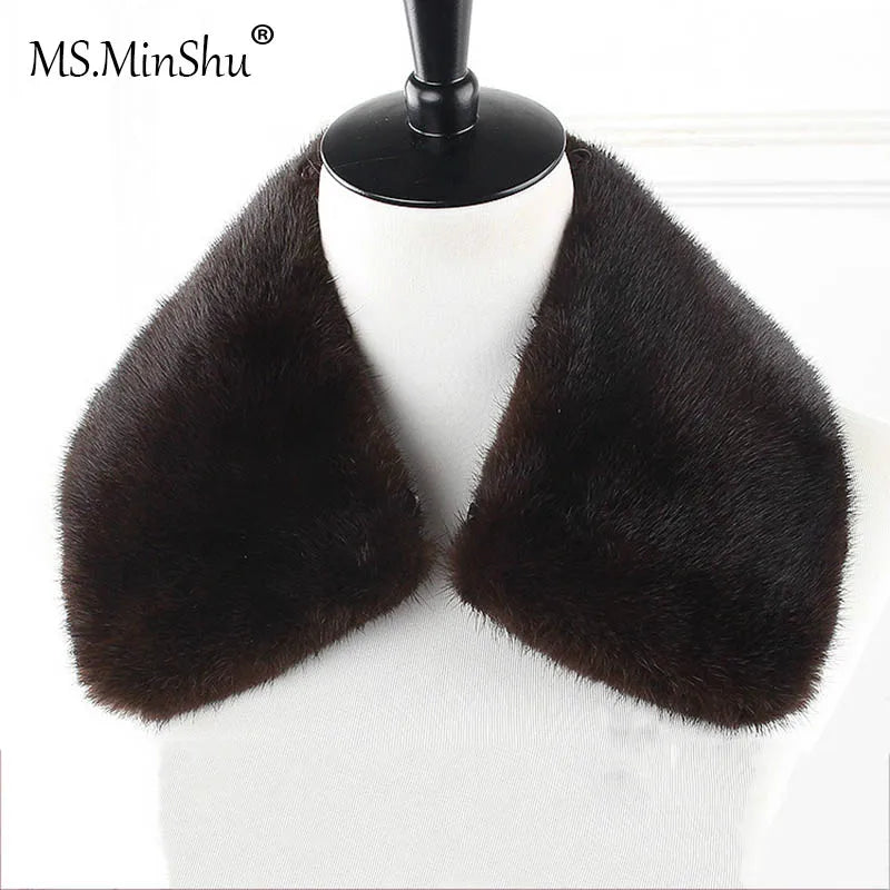 Ms.MinShu Detachable White Black Luxury Real Mink Fur Collar For Men Women Custom Made