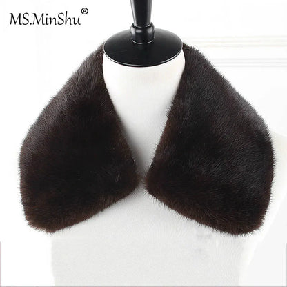 Ms.MinShu Detachable White Black Luxury Real Mink Fur Collar For Men Women Custom Made